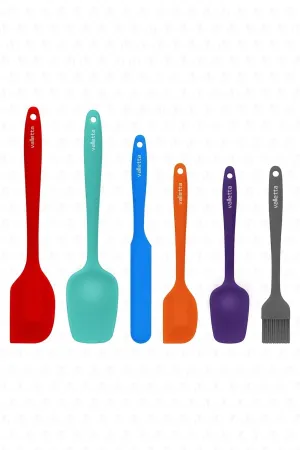 Drongo Heat Resistant Fireproof Non-Stick Silicone Spatula Set 6 Pieces Mixed Color