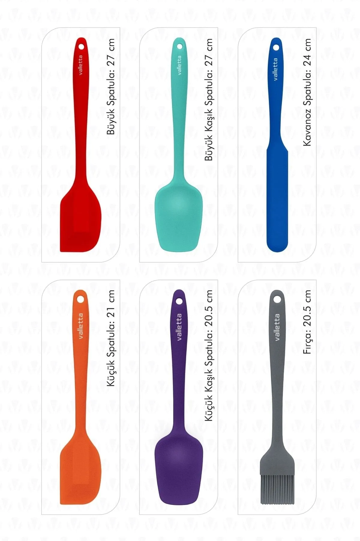 Drongo Heat Resistant Fireproof Non-Stick Silicone Spatula Set 6 Pieces Mixed Color