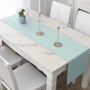 DUALIFE Handcrafted Solid Color Dining Table Runner for Wedding Party Birthday Graduations, Banquet Catering Services Event?Dresser Scarf, Double-Hemstitched (Aqua, 14 x 108) 1 Piece