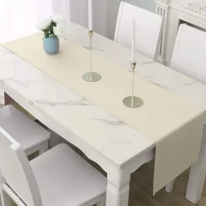 DUALIFE Ivory Beige Table Runner Handmade Wedding Table Runners Modern Farmhouse Natural Solid Kitchen Table Runner for Family Dinner Outdoor Picnics Patry 14" x 108" 1 Piece