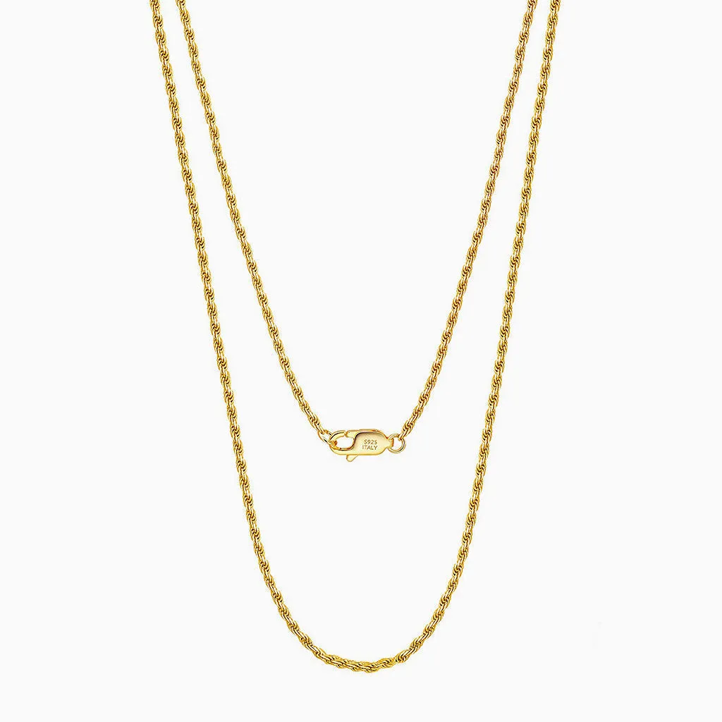 Dynamic Twisted Rope Pure Color Sterling Silver 1.5MM Chain NeckLace