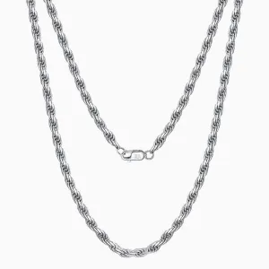 Dynamic Twisted Rope Pure Color Sterling Silver 1.5MM Chain NeckLace