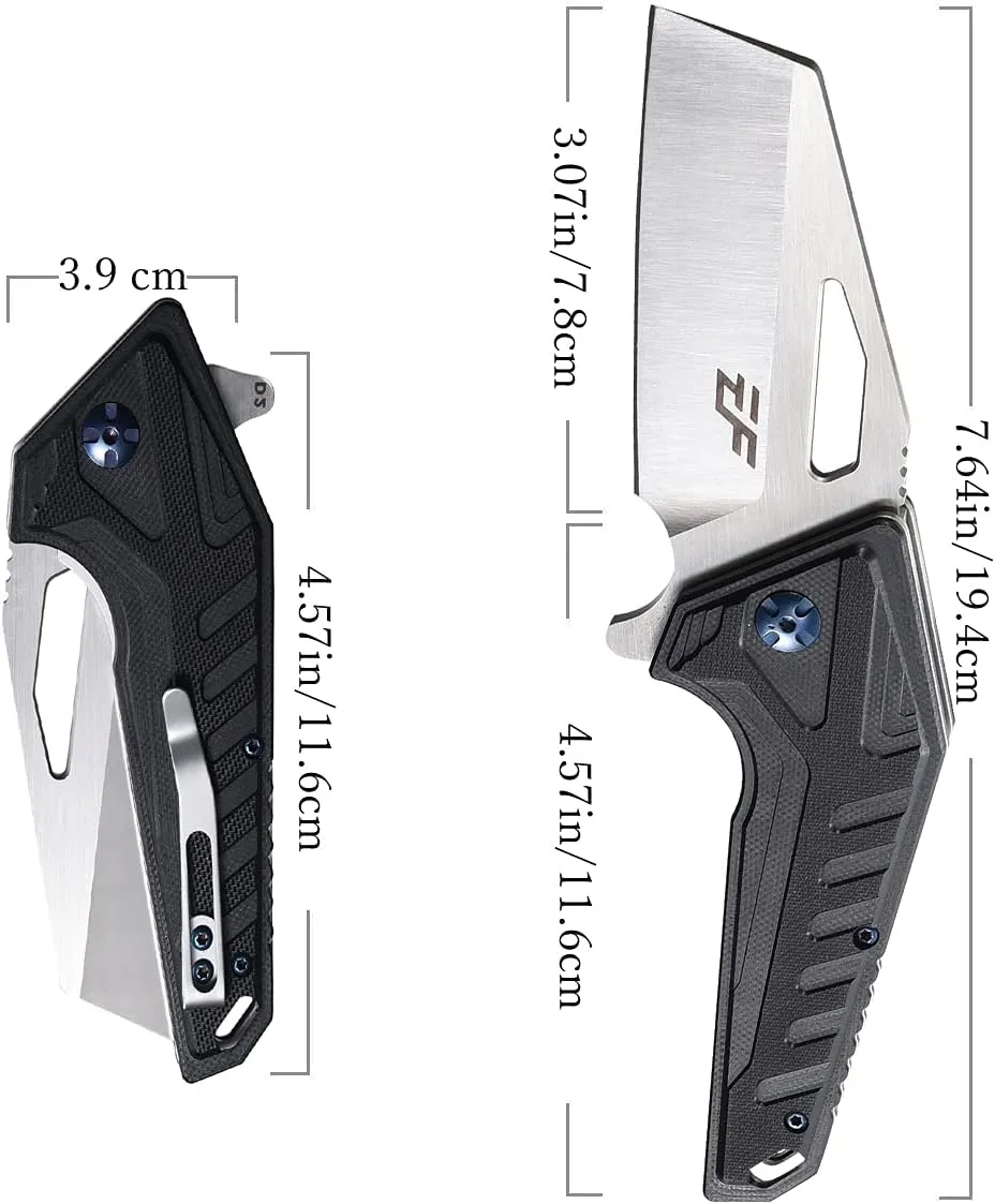 Eafengrow EF933 Pocket Folding Knife EDC D2 Steel Blade Knives G10 Handle Pocket Clip EDC Knife Emergency Outdoor Camping Tools (black)