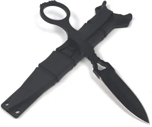 EDC Tactical Knife,Camping Fixed Blade Knife with Sheath and Pocket Cip,Blade 440C Steel for Outdoor, Hiking,Hunting,Camping,Survival, black