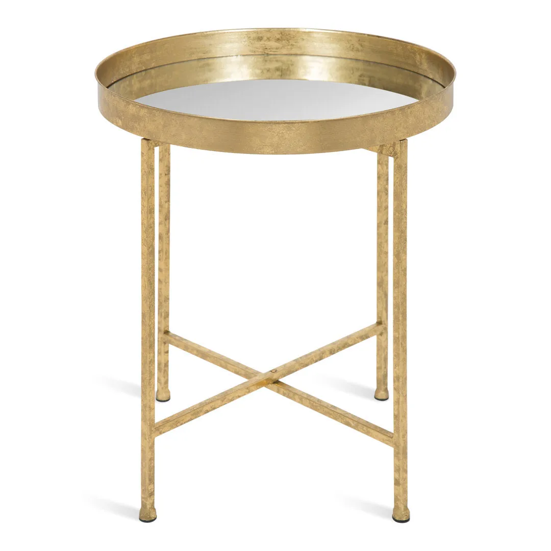 Ekta Tray Top Cross Legs End Table Willa Arlo™ Interiors Table Top Color: Mirror, Table Base Color: Gold