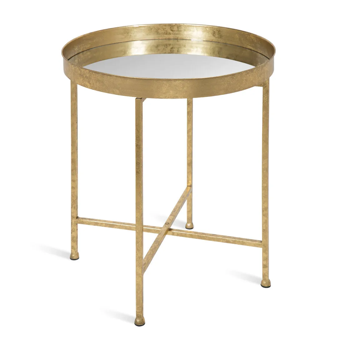 Ekta Tray Top Cross Legs End Table Willa Arlo™ Interiors Table Top Color: Mirror, Table Base Color: Gold