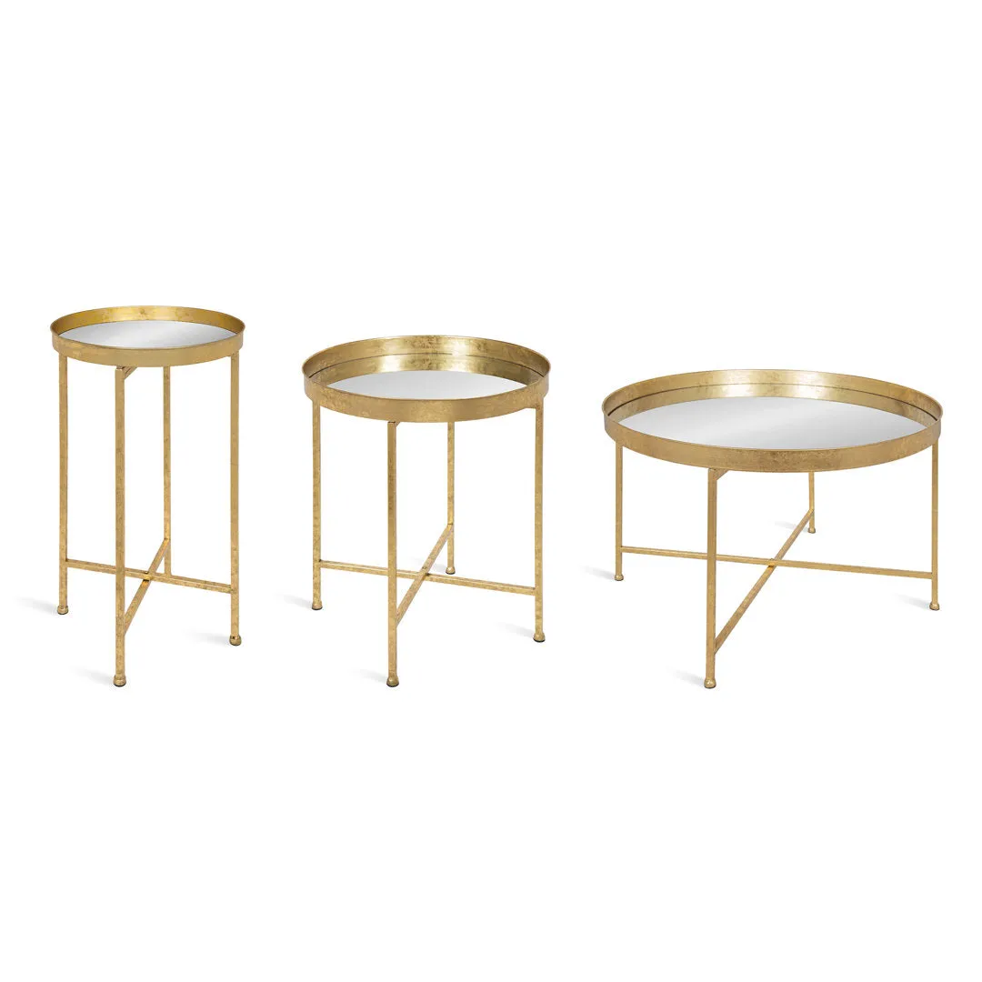 Ekta Tray Top Cross Legs End Table Willa Arlo™ Interiors Table Top Color: Mirror, Table Base Color: Gold