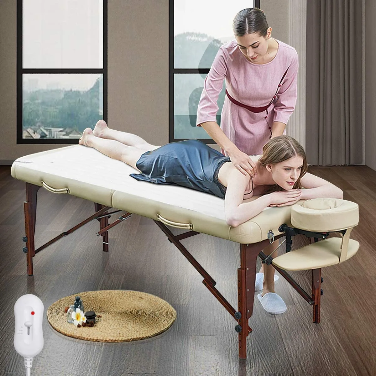 Electric Massage Table Warmer, Polyester Spa Table Heating Pad with 3 Heat Settings & Auto Overheating Protection, Machine Washable Heated Bed Toppe, Ideal for Home Spa