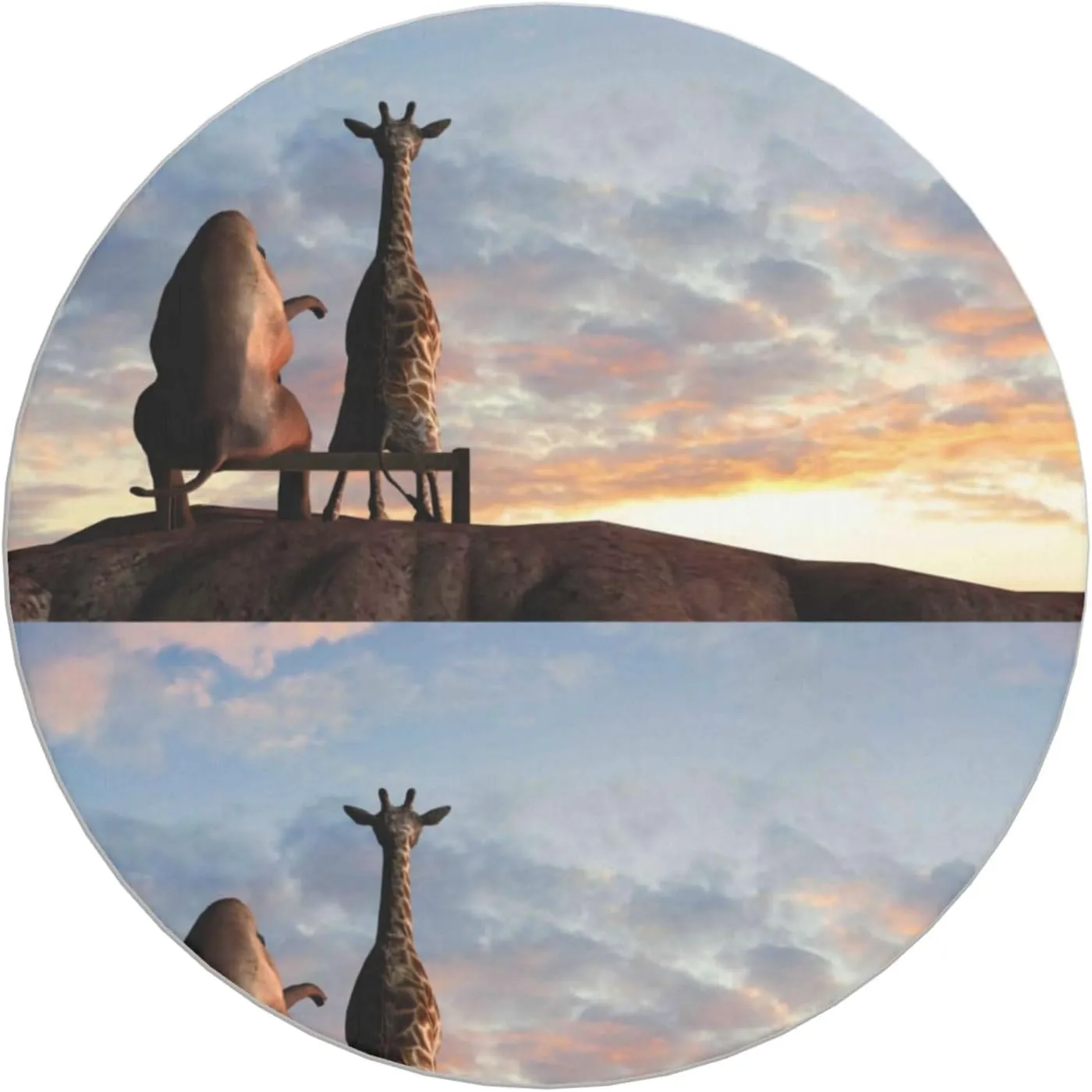 Elephant Giraffe On A Mountain Top Sunset Drink Coasters Set of 6 Diatomaceous Earth Coasters Tabletop Protection Coasters for All Kinds of Cups Home Living Room Decor Aesthetic