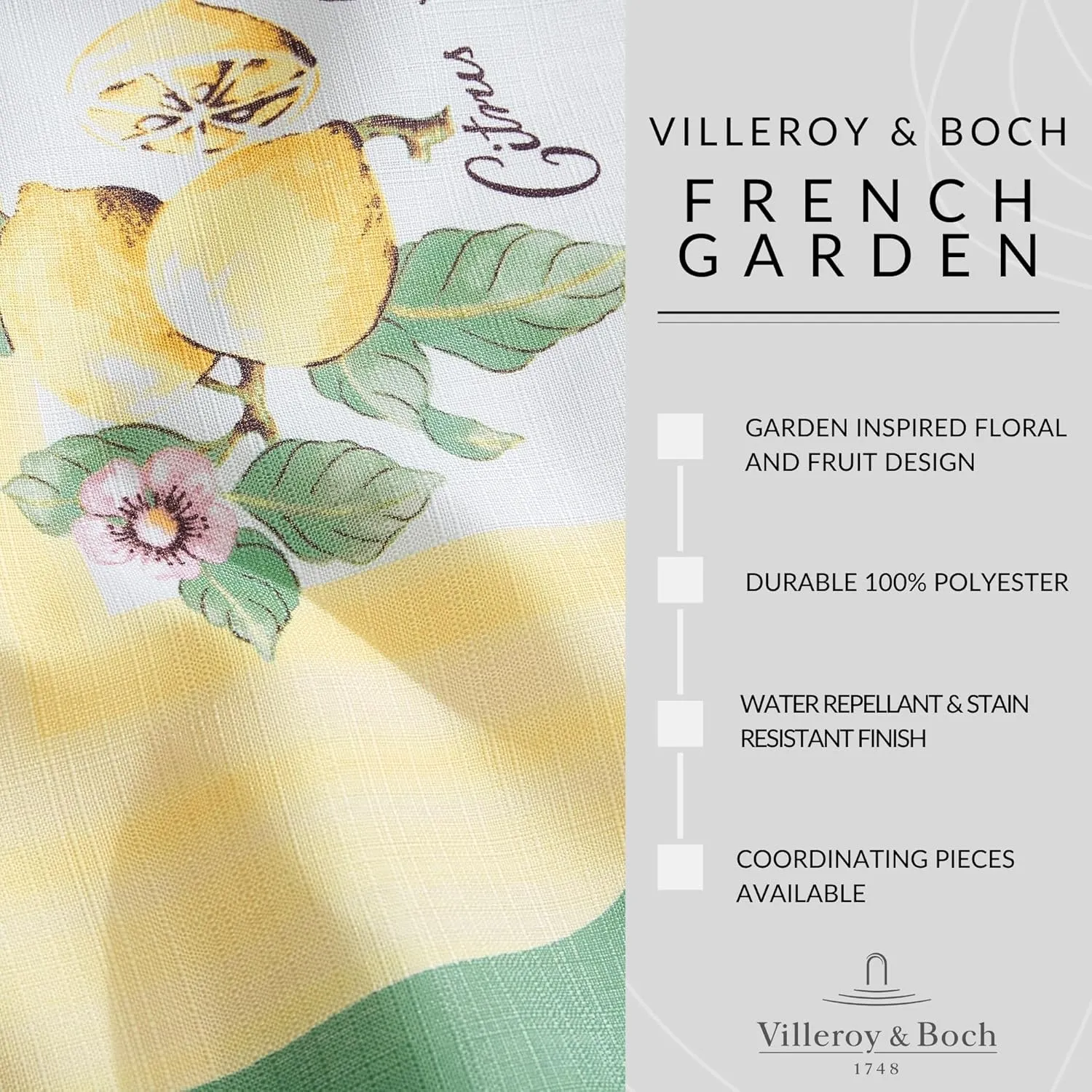 Elrene Home Fashions Villeroy & Boch French Garden Fleurence Stain and Water Resistant Dining Tablecloth, 70"x70" Round