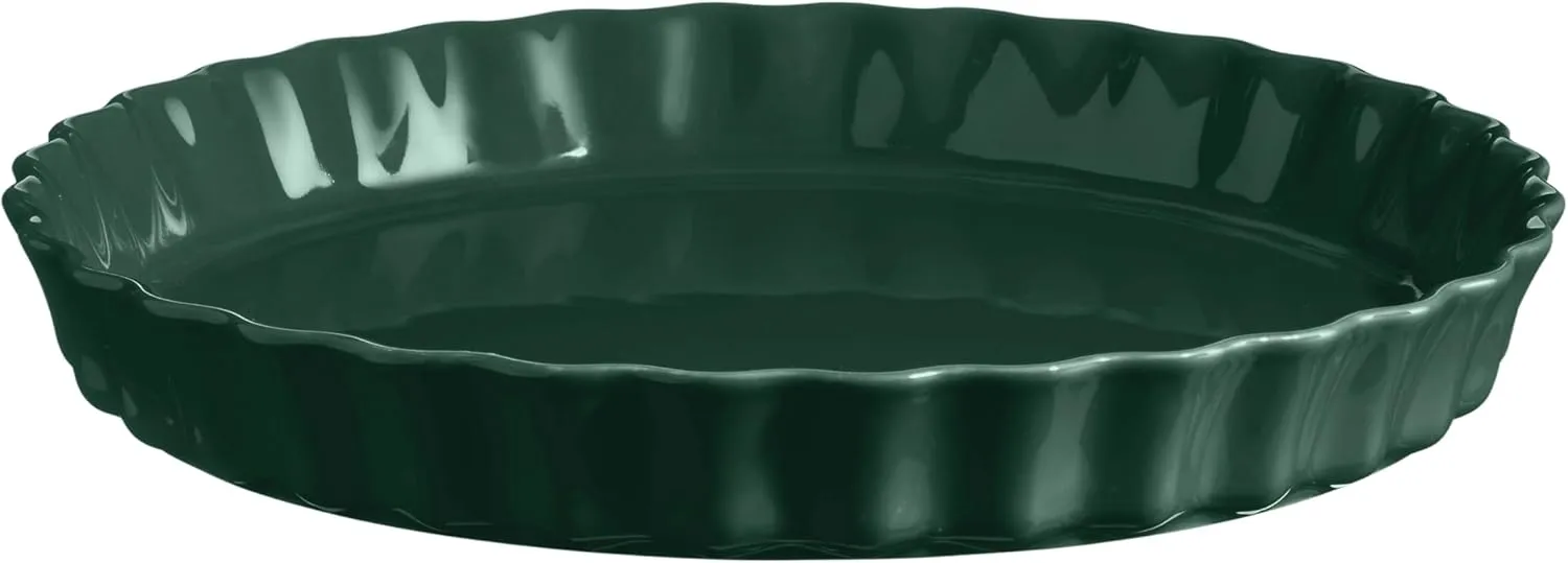 Emile Henry Made in France Ceramic Round Tart Dish 11.6" x 1.6"- 1.3 Qt |Cedar