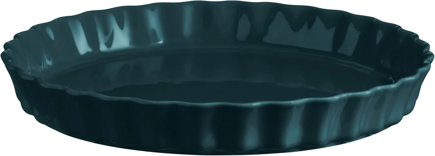 Emile Henry Made in France Ceramic Tart Dish, 11.6" x 1.6", Ocean Blue