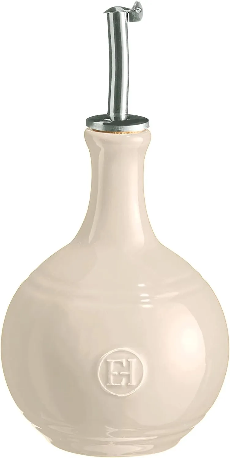 Emile Henry Stainless Steel Spout, Clay Vinegar Cruet Bottle, 15.2oz