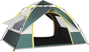 Ergocar Camping Tent 210T Oxford Cloth Waterproof Windproof Dome Adults Tent, 2-4 Man Ultraligh Ventilated 2 Doors & 2 Windows Pop up Tent for Family Long Trip, Hiking & Fishing