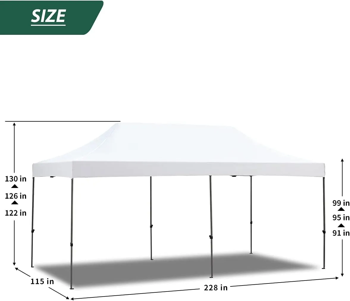 EROMMY 10' x 20' Pop Up Canopy Tent, Commercial Instant Canopy with Roller Bag, 6 Sand Bags, Outdoor Canopies for Festival, Event, White