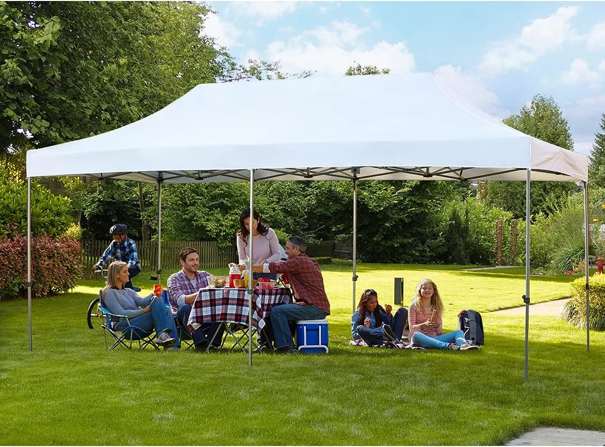 EROMMY 10' x 20' Pop Up Canopy Tent, Commercial Instant Canopy with Roller Bag, 6 Sand Bags, Outdoor Canopies for Festival, Event, White