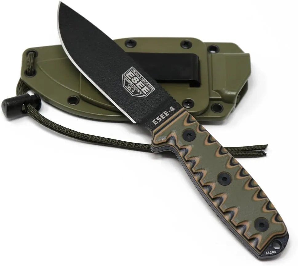 ESEE 4P Survival Fixed Blade Knife, OEM Sawtooth Handle Design