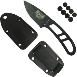 ESEE Authentic Candiru Tactical Survival Knife - Molded Sheath Belt Clip Plate (Black Blade, Black Molded Sheath)