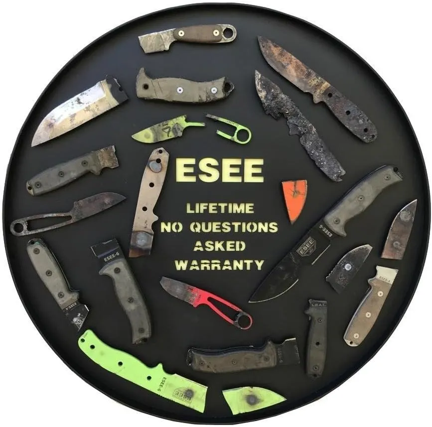 ESEE Authentic Candiru Tactical Survival Knife - Molded Sheath Belt Clip Plate (Black Blade, Black Molded Sheath)