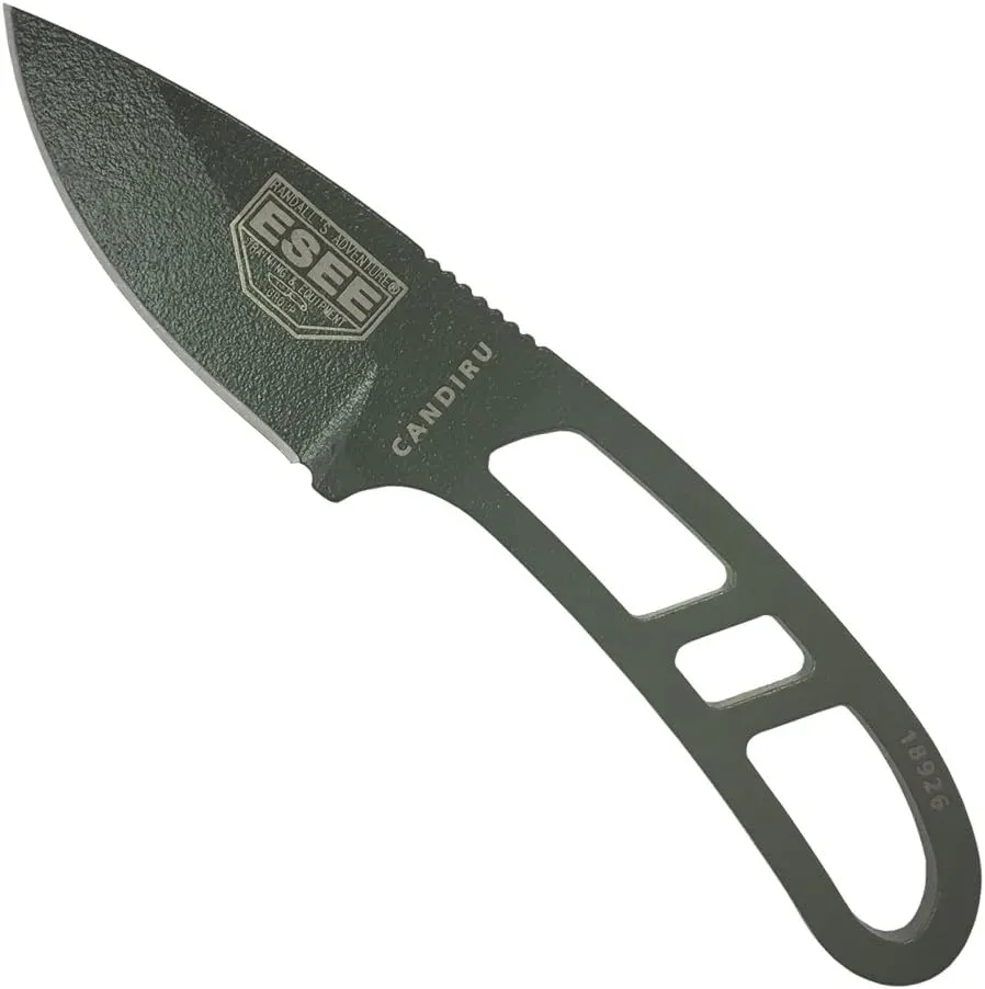 ESEE Authentic Candiru Tactical Survival Knife - Molded Sheath Belt Clip Plate (OD Blade, Black Molded Sheath)