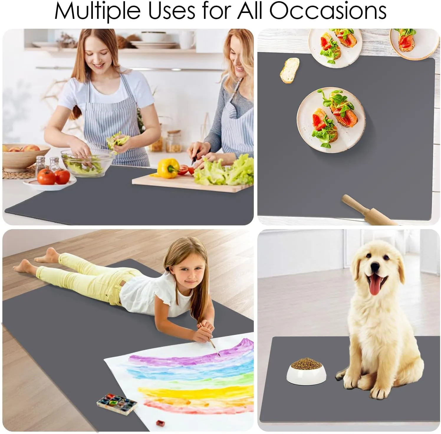 Extra Large Silicone Mat for Kitchen Counter 39.4" x 23.6" Silicone Table Mat for Resin Workbench Mat Heat Resistant Mat Coffee Bar Mat 2MM Thick,Dark Gray