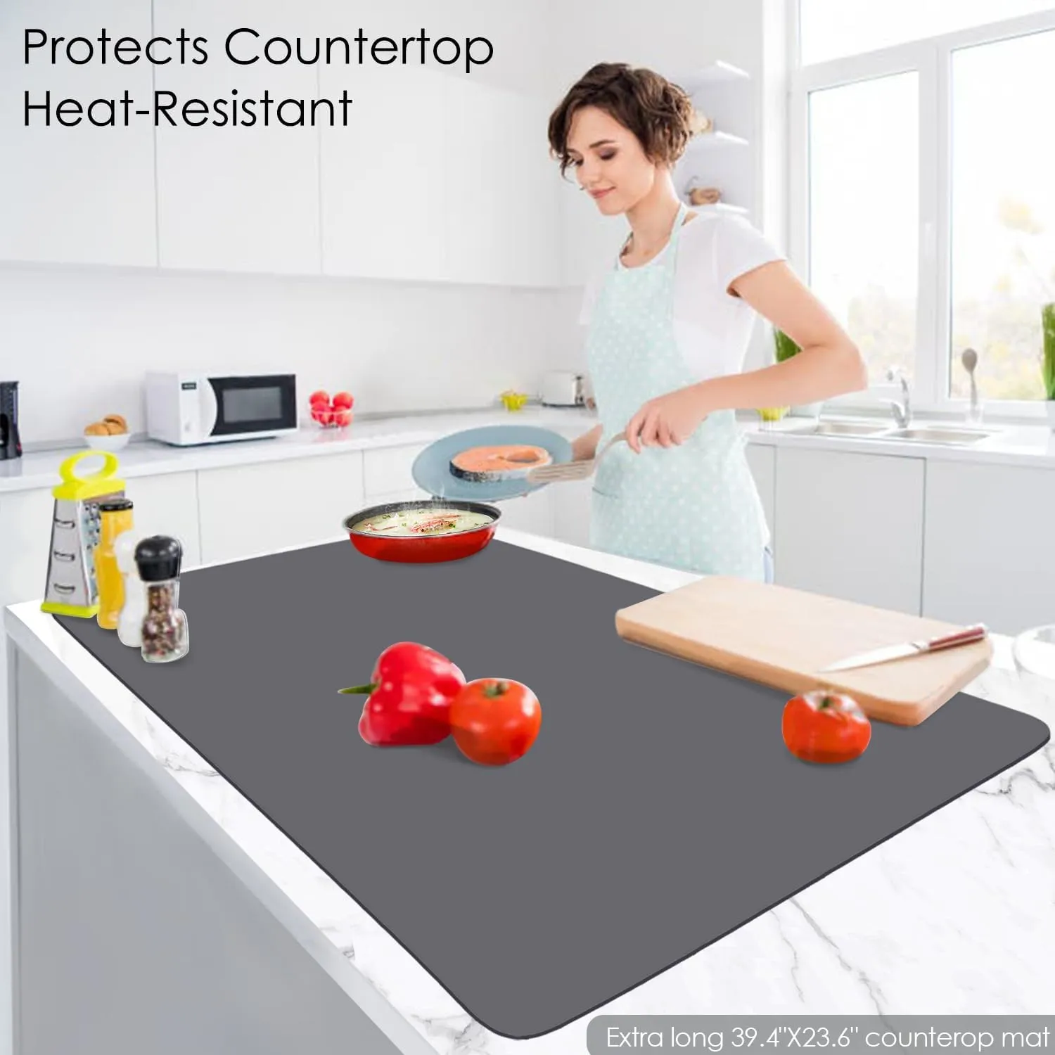 Extra Large Silicone Mat for Kitchen Counter 39.4" x 23.6" Silicone Table Mat for Resin Workbench Mat Heat Resistant Mat Coffee Bar Mat 2MM Thick,Dark Gray