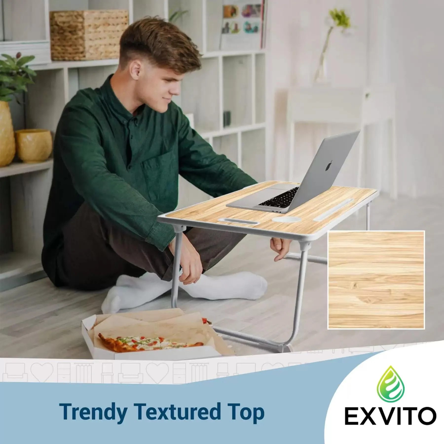 EXVITO Smart Multipurpose Industries Study Table for Students Bed Table for Study Foldable Laptop Table Portable & Lightweight Mini Table Bed Reading Table,Laptop Stands, Laptop Desk - Ivory