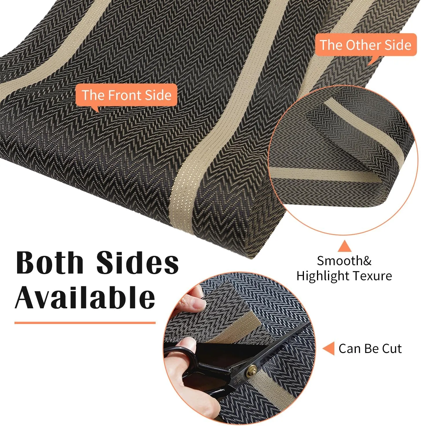 FAVE Woven Vinyl Table Runner 72x12 Inches Heat Resistant Table Runner Wipeable WaterproofBrown Table Runner Woven with Golden Threads (Brown-72x12)