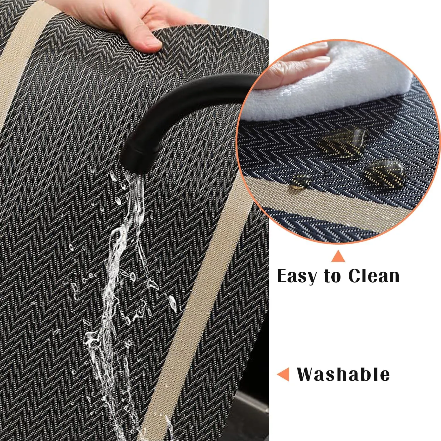 FAVE Woven Vinyl Table Runner 72x12 Inches Heat Resistant Table Runner Wipeable WaterproofBrown Table Runner Woven with Golden Threads (Brown-72x12)