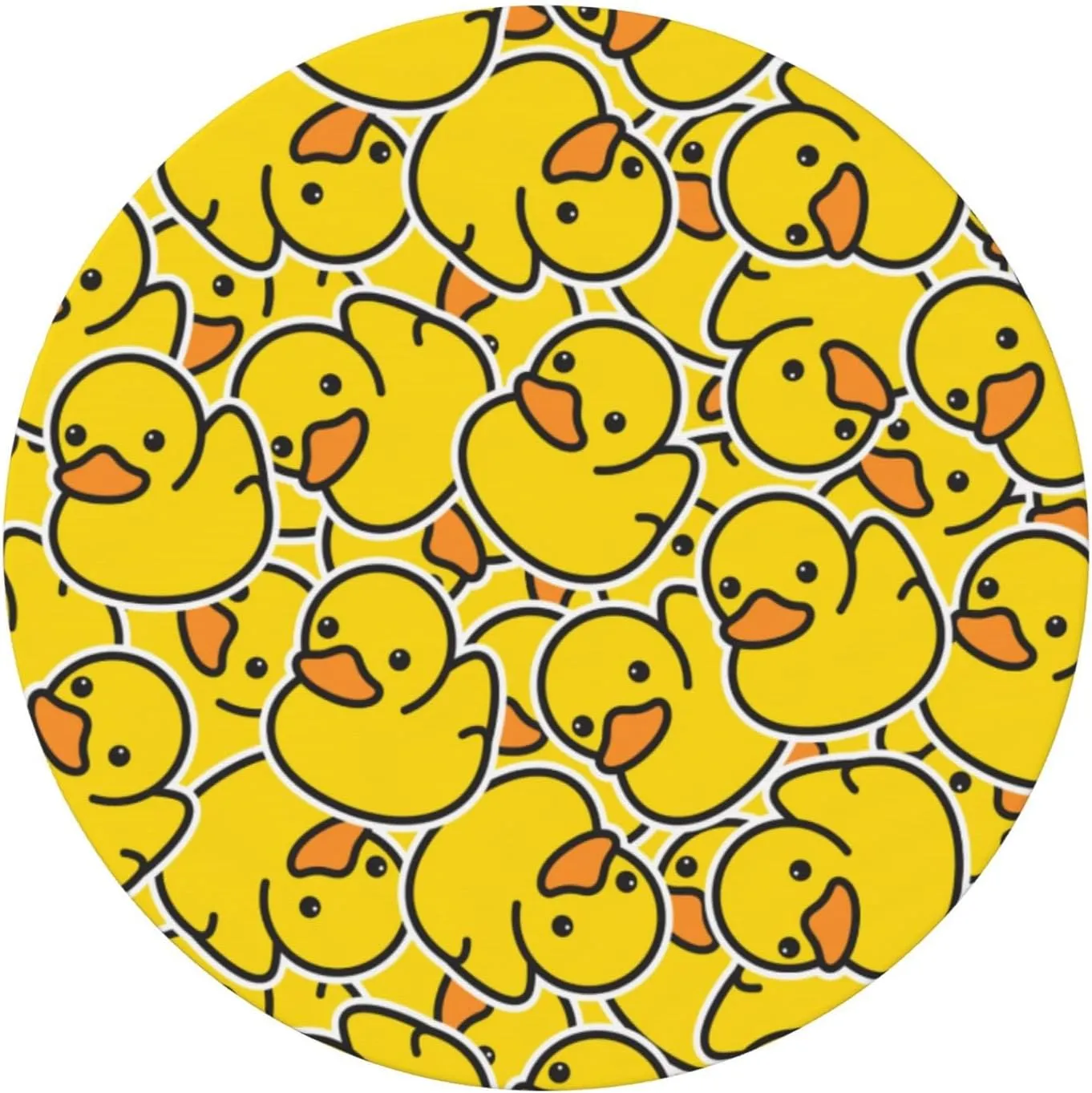 Fiokroo Cute Rubber Ducks Tablecloth with Elastic Edge, Round Table Cloth Yellow Cartoon Ducky Washable Reusable Table Cover for Kitchen Dining Party Picnic, Small (Suitable for 40-44 in)