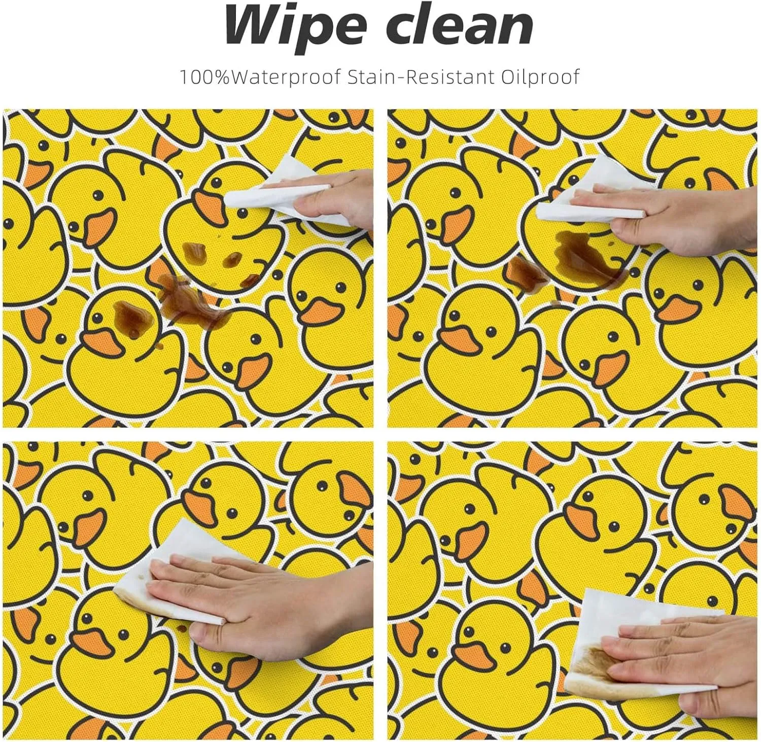 Fiokroo Cute Rubber Ducks Tablecloth with Elastic Edge, Round Table Cloth Yellow Cartoon Ducky Washable Reusable Table Cover for Kitchen Dining Party Picnic, Small (Suitable for 40-44 in)
