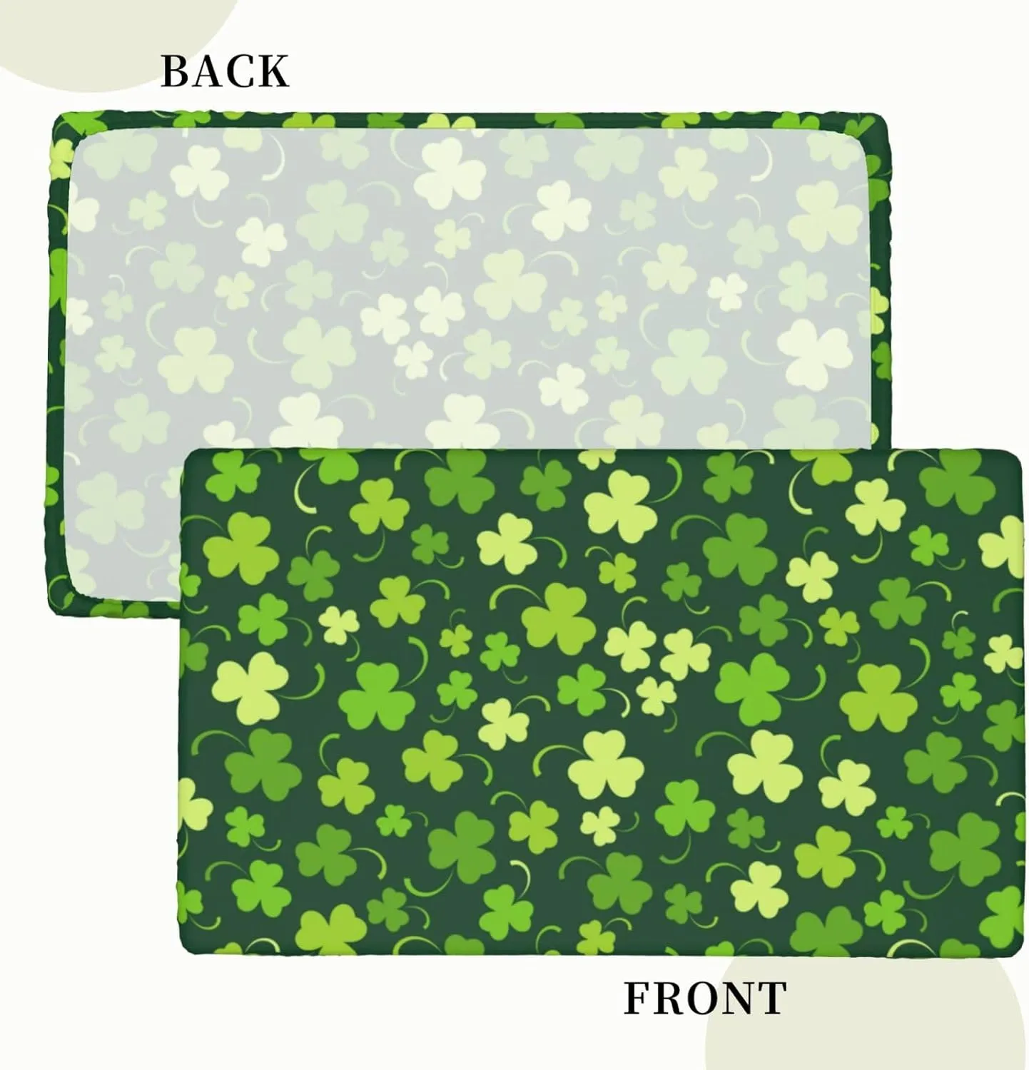 Fiokroo Happy St. Patrick's Day Tablecloth with Elastic Edge for 4ft Rectangle Table, Table Cloth Lucky Clover Washable Table Cover for Kitchen Dining Party Outdoor Picnic Decoration, 48" L X 30" W