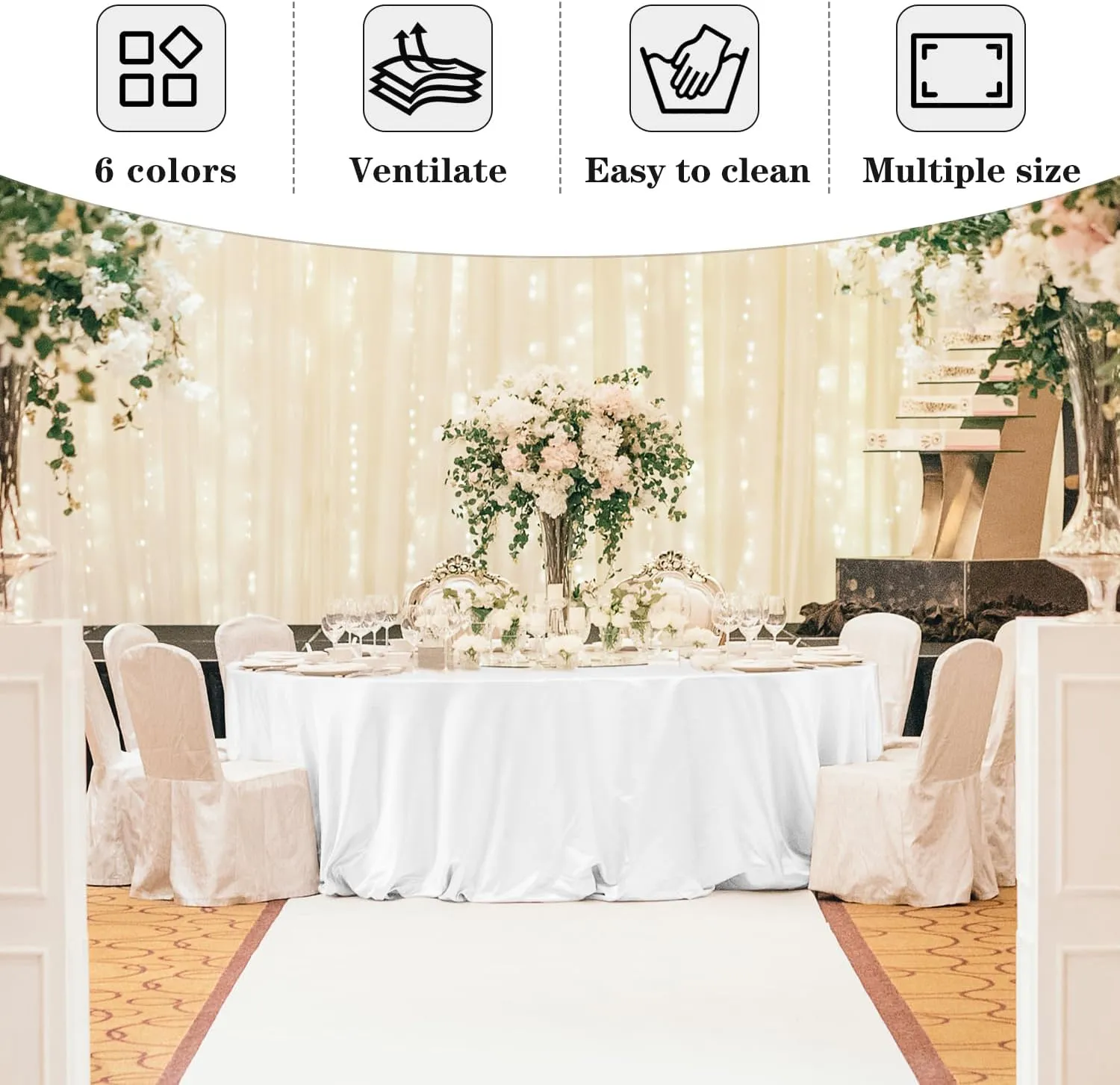 Fitable 6 Pack Burgundy Round Tablecloths - 120 Inches in Diameter - Stain Resistant and Washable Table Clothes, Polyester Fabric Table Covers for Wedding, Party, Banquet, Formal Events