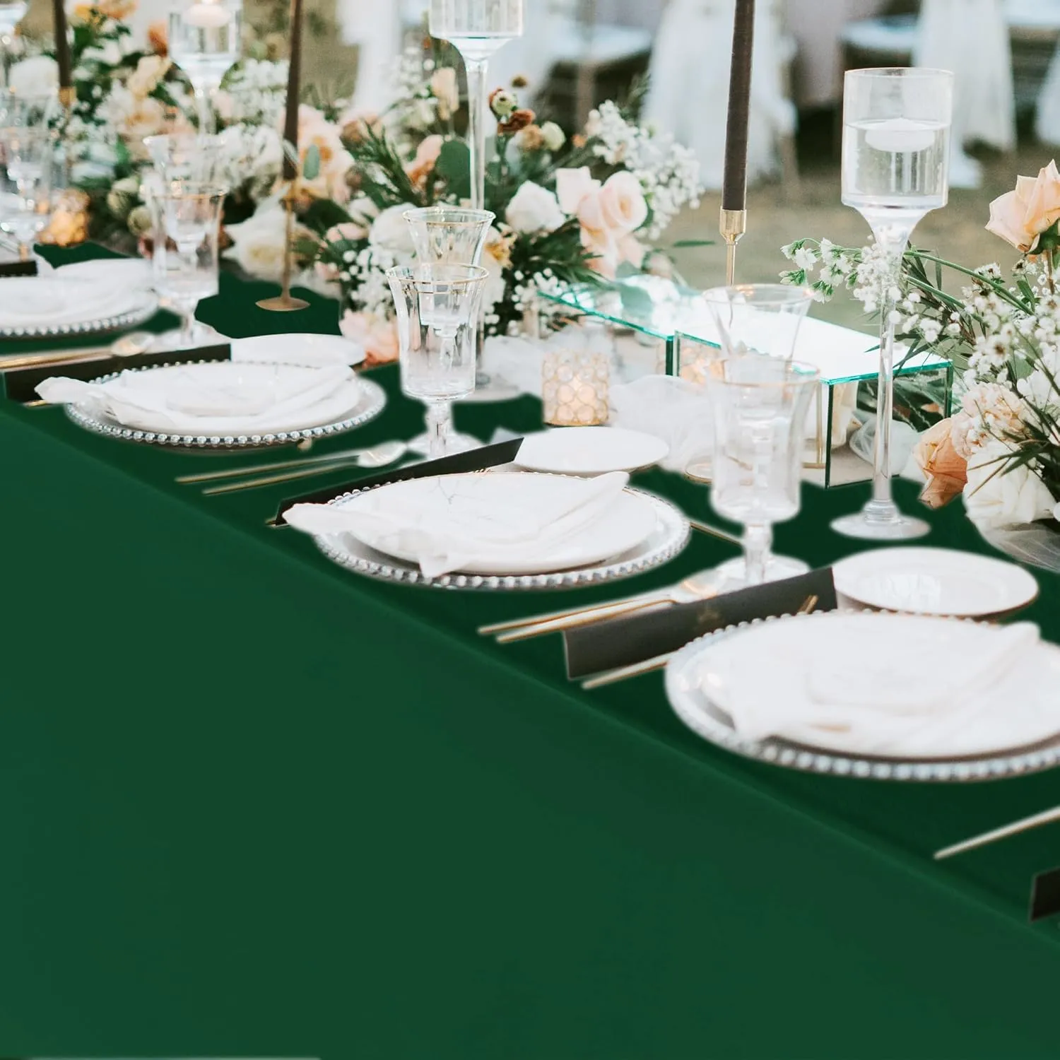 Fitable 6 Pack Hunter Green Rectangle Table Clothes - 70 x 120 Inch - Wrinkle and Stain Resistant Fabric Tablecloths, Washable Polyester Table Covers for Wedding, Party, Banquet, Formal Events