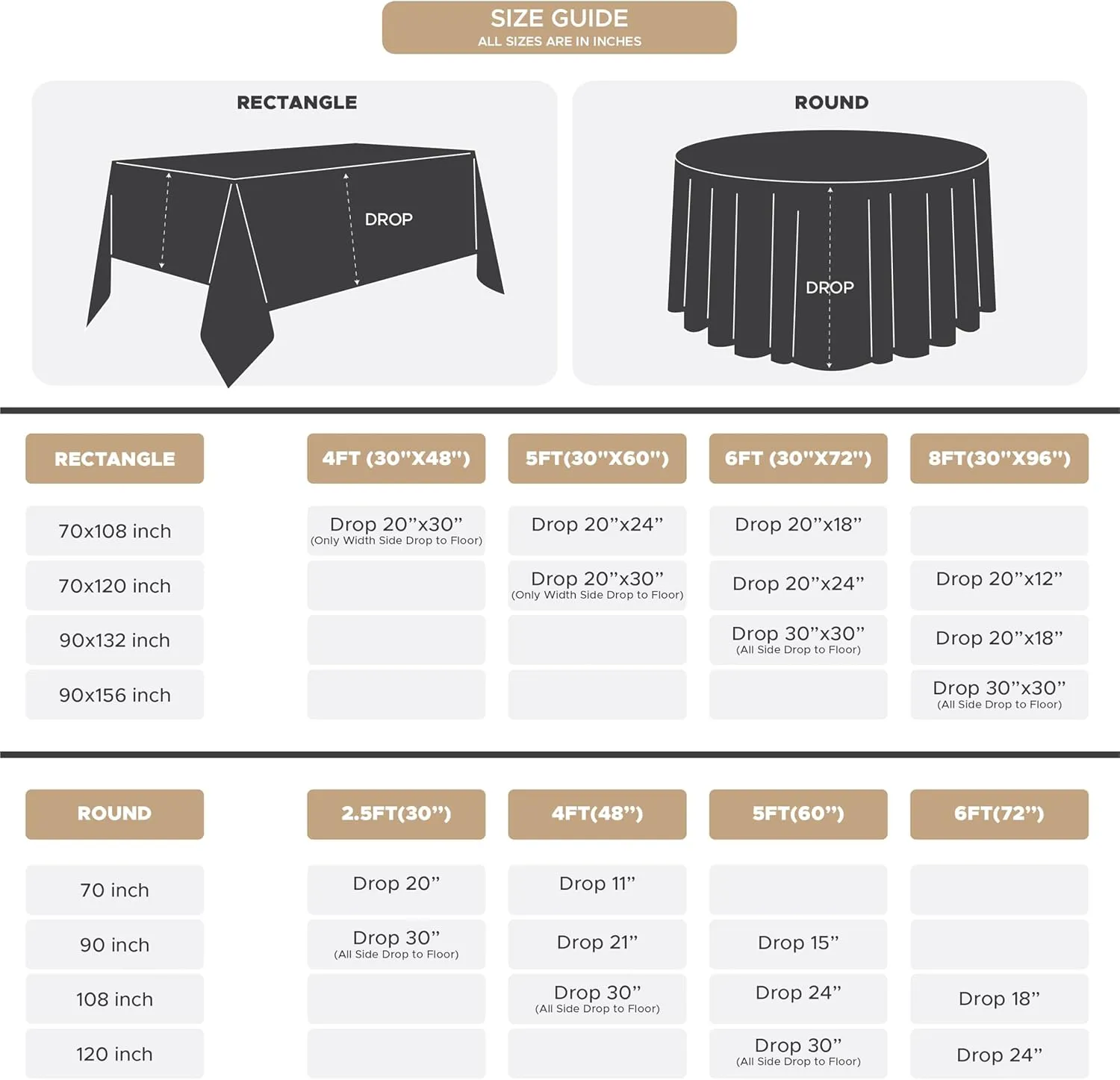 Fitable 6 Pack White Rectangle Table Clothes - 70 x 120 Inch - Wrinkle and Stain Resistant Fabric Tablecloths, Washable Polyester Table Covers for Wedding, Party, Banquet, Formal Events