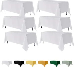 Fitable 6 Pack White Rectangle Table Clothes - 70 x 120 Inch - Wrinkle and Stain Resistant Fabric Tablecloths, Washable Polyester Table Covers for Wedding, Party, Banquet, Formal Events
