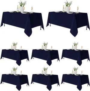 Fitable 8 Pack Table Cloth Rectangle Table: Stain and Wrinkle Resistant Tablecloth Rectangular, Washable Polyester Table Cover for Wedding Party Dining Banquet Event Catering(Navy, 70x120 Inch)