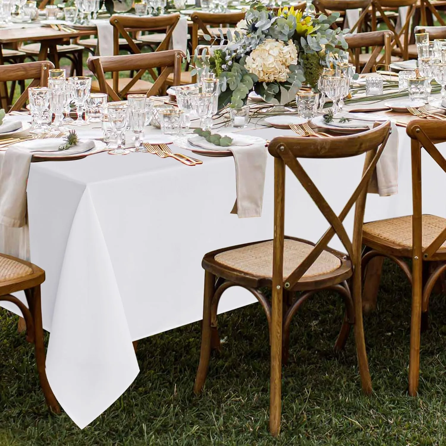 Fitable 8 Pack Table Cloth Rectangle Table: Stain and Wrinkle Resistant Tablecloth Rectangular, Washable Polyester Table Cover for Wedding Party Dining Banquet Event Catering(White, 70x120 Inch)