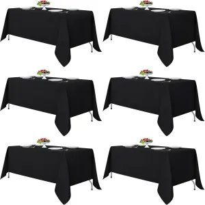 Fitable Black Tablecloths for Rectangle Tables, 6 Pack - 70 x 120 Inches - Reusable and Washable Table Clothes for 6-8 Ft Tables, Polyester Fabric Table Covers for Wedding, Party, Banquet