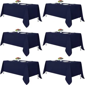 Fitable Navy Tablecloths for 6-8 Foot Tables, 6 Pack - 70 x 120 Inches - Reusable and Washable Table Clothes, Polyester Fabric Table Covers for Wedding, Party, Banquet