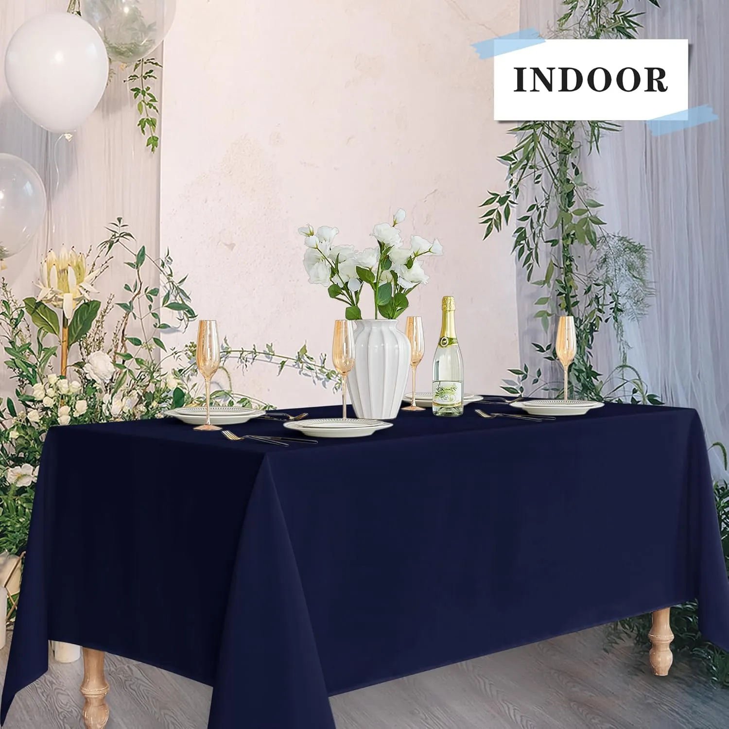 Fitable Navy Tablecloths for 6-8 Foot Tables, 6 Pack - 70 x 120 Inches - Reusable and Washable Table Clothes, Polyester Fabric Table Covers for Wedding, Party, Banquet