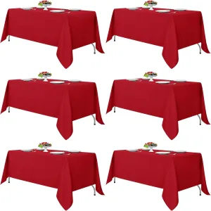 Fitable Red Tablecloths for Rectangle Tables, 6 Pack - 70 x 120 Inches - Reusable and Washable Table Clothes for 6-8 Ft Tables, Polyester Fabric Table Covers for Wedding, Party, Banquet
