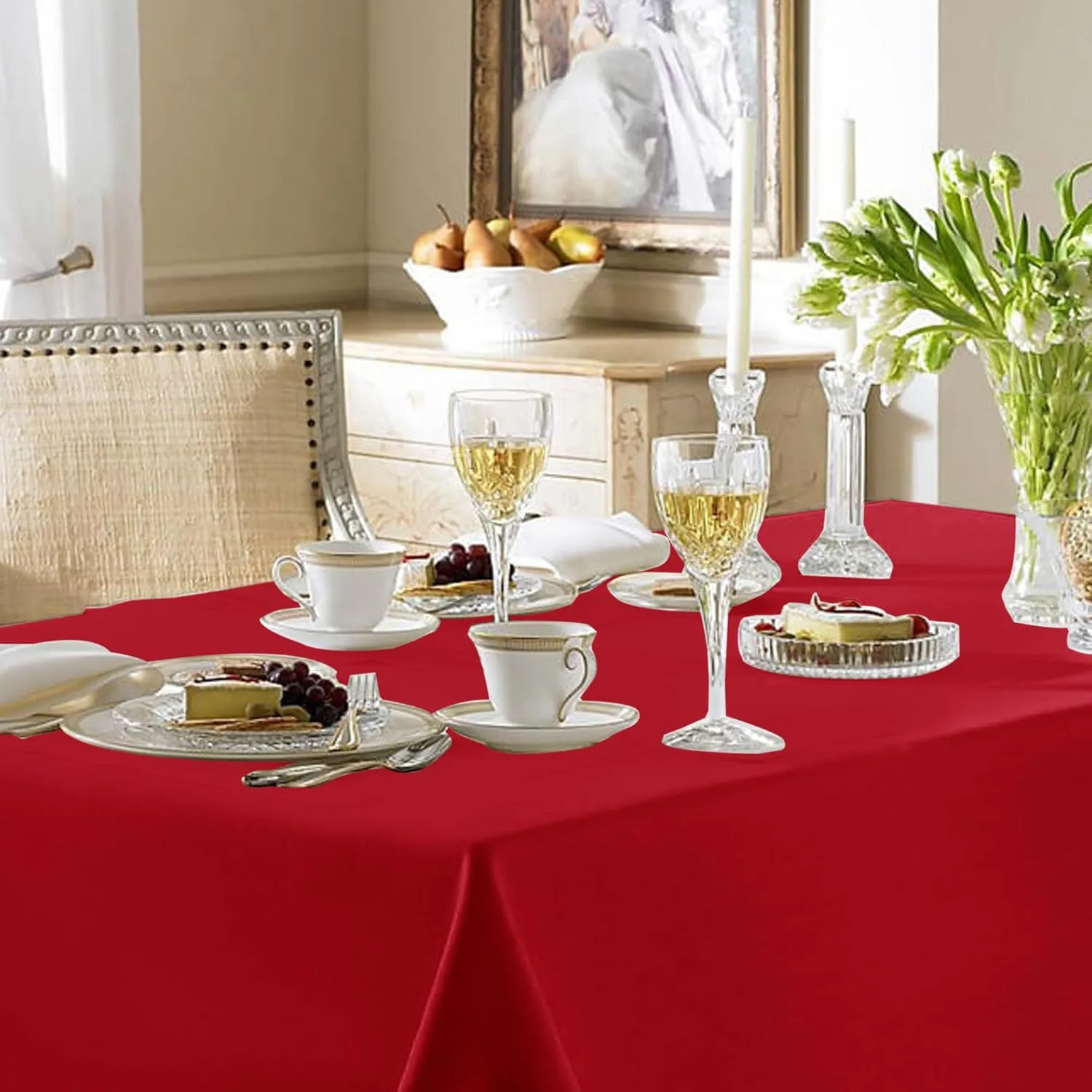 Fitable Red Tablecloths for Rectangle Tables, 6 Pack - 70 x 120 Inches - Reusable and Washable Table Clothes for 6-8 Ft Tables, Polyester Fabric Table Covers for Wedding, Party, Banquet