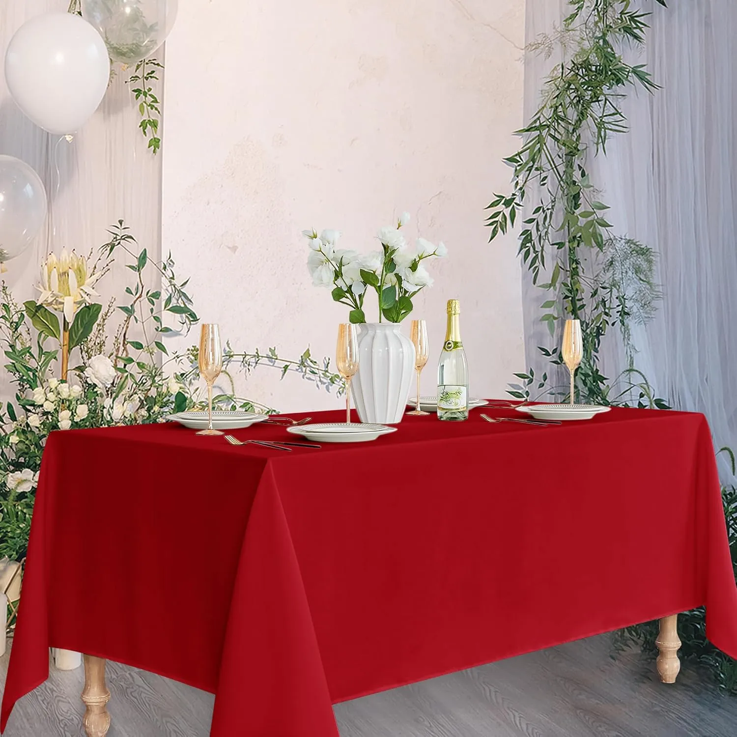 Fitable Red Tablecloths for Rectangle Tables, 6 Pack - 70 x 120 Inches - Reusable and Washable Table Clothes for 6-8 Ft Tables, Polyester Fabric Table Covers for Wedding, Party, Banquet
