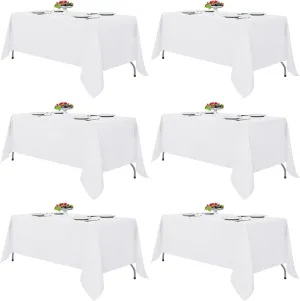 Fitable White Tablecloths for Rectangle Tables, 6 Pack - 70 x 120 Inches - Reusable and Washable Table Clothes for 6-8 Ft Tables, Polyester Fabric Table Covers for Wedding, Party, Banquet
