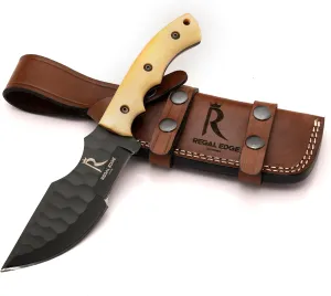 Fixed Blade Knife - 10” Handmade Tracker Knife with Bone Handle, Hunting Knife with Sheath, Full Tang Tactical Survival Knives for Men, 1095c High Carbon Steel for Camping, Hunting & Outdoor Use