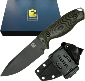 Fixed Blade Knife with Kydex Sheath, 4" Blade 1095 High Carbon Steel Knife with G-10 Tang for Bushcraft, Camping, Hunting & Survival.