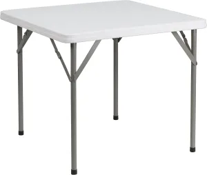 Flash Furniture Elon 2.85' Square Plastic Folding Event Table for Indoor/Outdoor Events, Portable Banquet Table with Locking Legs, White