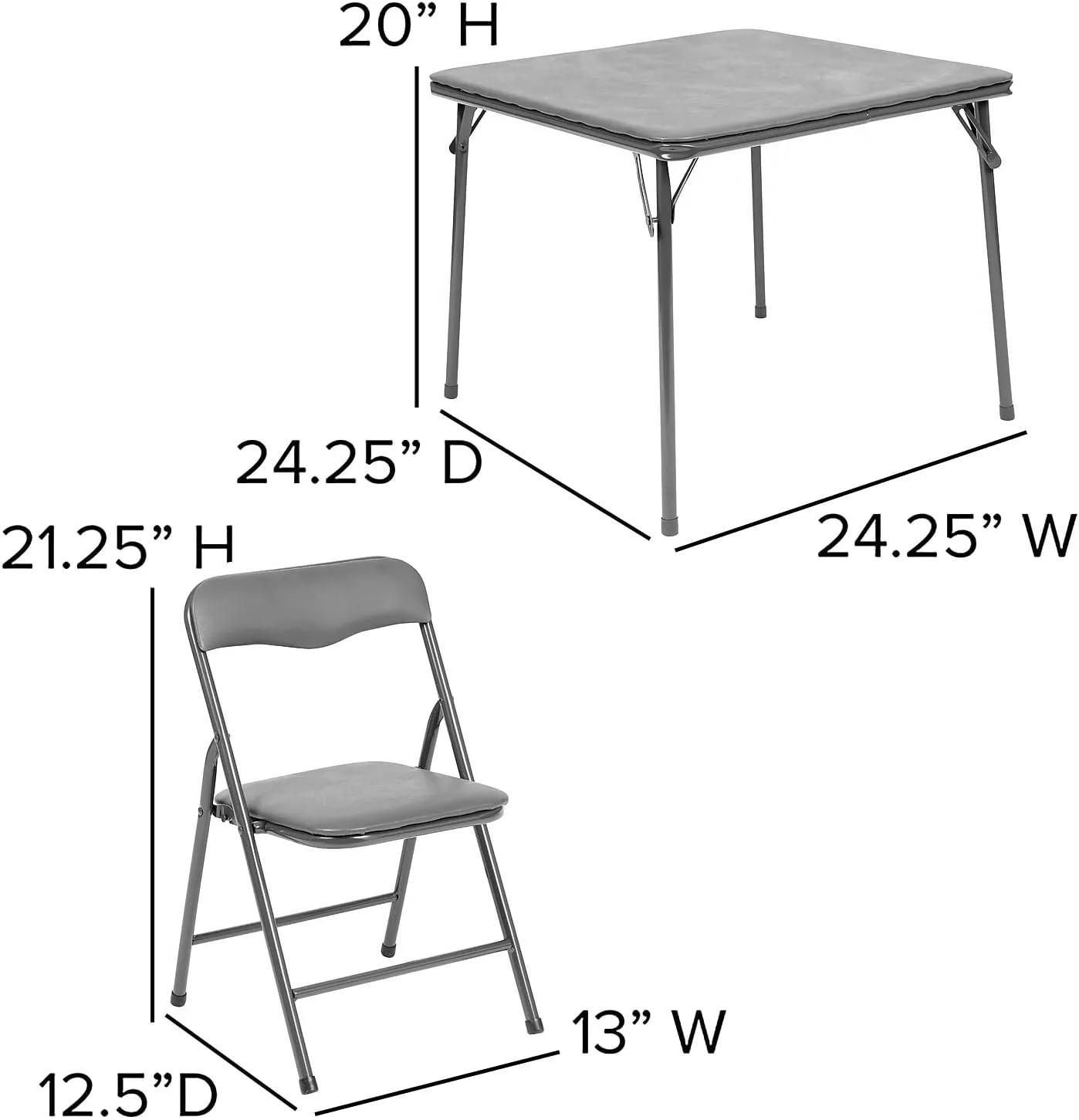 Flash Furniture Mindy Kids 5-Piece Folding Square Table and Chairs Set for Daycare and Classrooms, Children's Activity Table and Chairs Set, Gray