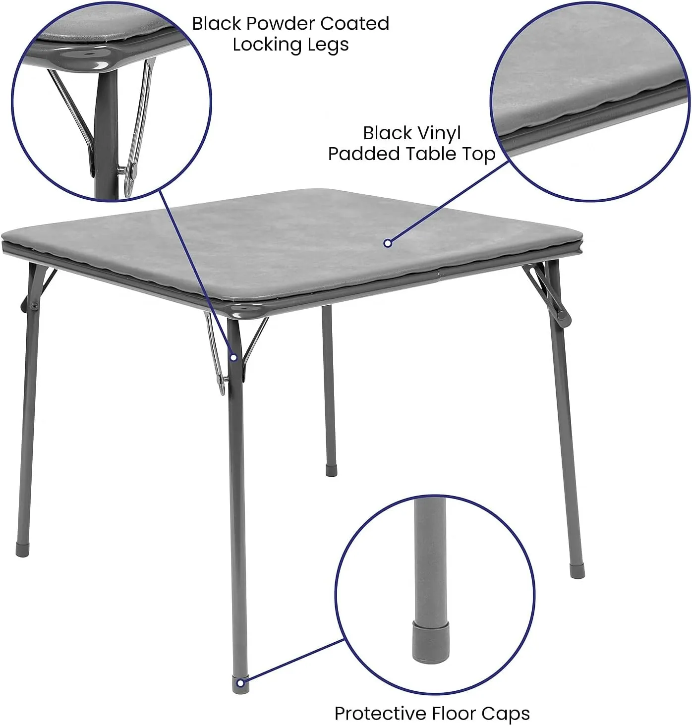 Flash Furniture Mindy Kids 5-Piece Folding Square Table and Chairs Set for Daycare and Classrooms, Children's Activity Table and Chairs Set, Gray